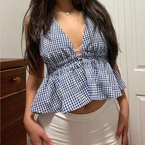 Gingham Babydoll Top